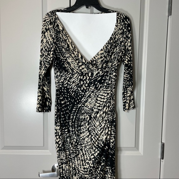 Lauren Ralph Lauren Dress Abstract Print Size 4 Black Off White Grey Str… - Picture 9 of 9